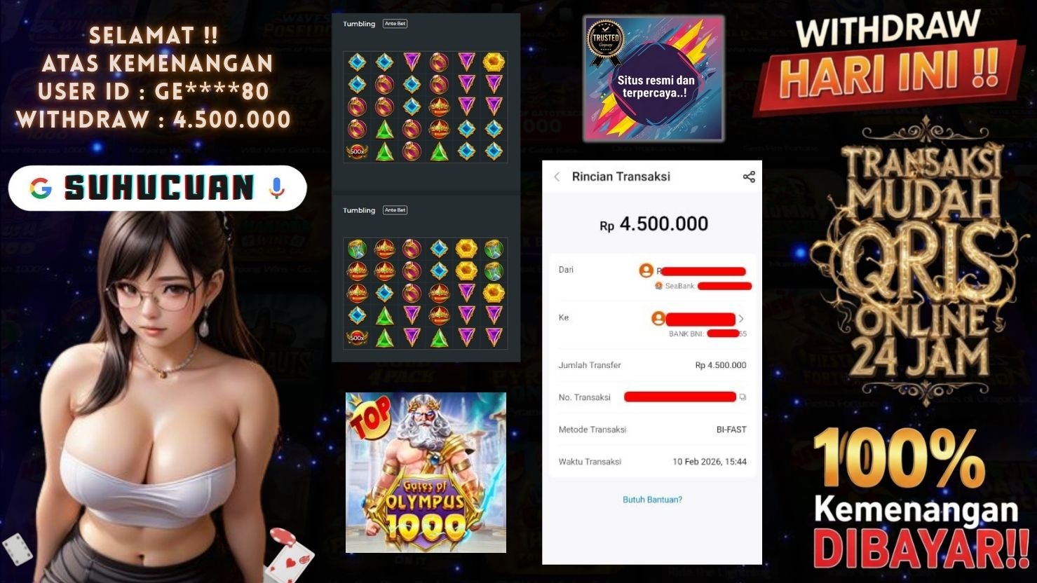 SUHUCUAN JACKPOT SLOT GATES OF OLYMPUS 1000